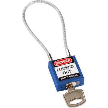 Brady Blue 1-Lock Rugged Reinforced Nylon Body with Sheathed Steel Cable Keyed Padlocks & Safety Padlocks, 4.7mm Shackle - COMPACT CABLE PADLOCK BLUE 20CM KD product image