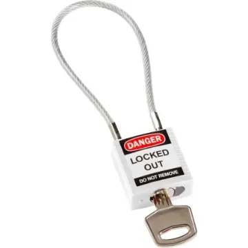 Brady White 1-Lock Rugged Reinforced Nylon Body with Sheathed Steel Cable Keyed Padlocks & Safety Padlocks, 4.7mm - COMPACT CABLE PADLOCK WHITE 20CM KD product image