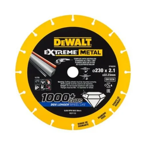 DeWALT DT Aluminium Oxide Cutting Disc, 230mm x 1.5mm Thick, Medium Grade, P60 Grit, 1 in pack - DT40255-QZ product image