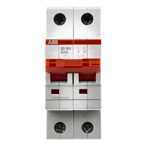 ABB 2P Pole Isolator Switch - 63A Maximum Current - 2CDD282101R0063  SD202/63 product image