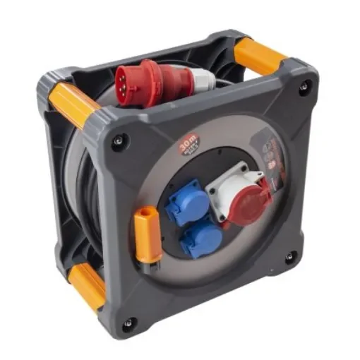brennenstuhl 30m 3 Socket Type F - German Schuko Cable Reel Semi-enclosed Reel, 400 V ac, IP44 - 9222300100 product image