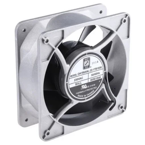 RS PRO Axial Fan, 230 V ac, AC Operation, 679.6m³/h, 80W, IP56, 180 x 180 x 65mm - 1759783 product image