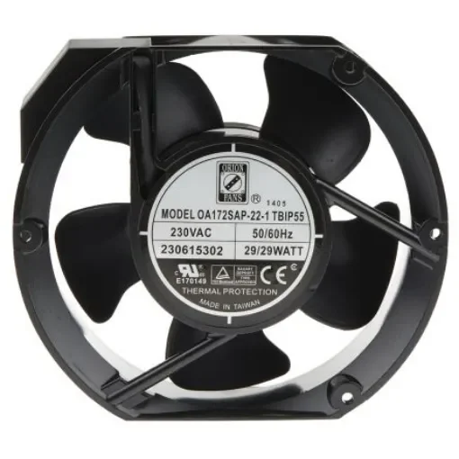 RS PRO Axial Fan, 230 V ac, AC Operation, 383.9m³/h, 29W, 120mA Max, IP55, 172 x 150 x 51mm - 1759789 product image