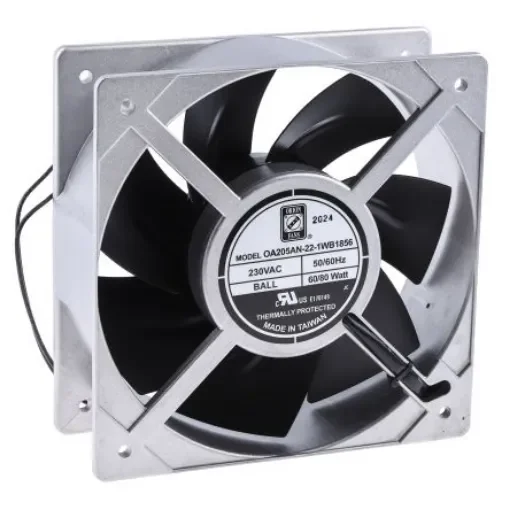 RS PRO Axial Fan, 230 V ac, AC Operation, 1002.4m³/h, 80W, IP56, 205 x 205 x 72mm - 1759836 product image