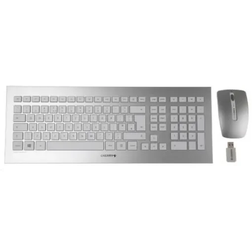 Cherry DW 8000 Wireless Keyboard and Mouse Set, QWERTY (UK), Silver - JD-0310GB product image