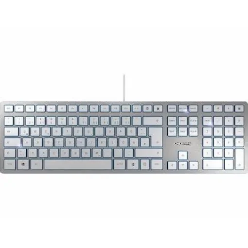Cherry KC 6000 SLIM Wired USB Keyboard, QWERTY, Silver, White - JK-1600GB-1 product image