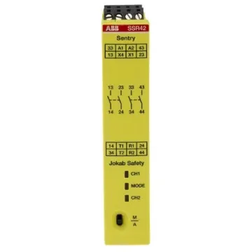 ABB Jokab Sentry SSR42 Time Delay Safety Relay, 24V dc, Dual-Channel, 4 Safety Contacts - 2TLA010053R0400  Sentry SSR42 24VDC product image