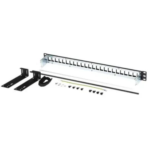 Belden KeyConnect Series Cat5e, Cat6 24 Port Keystone Patch Panel Shielded 1U Black - AX106902 product image