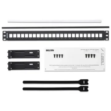 Belden KeyConnect Series Cat5e, Cat6 24 Port Keystone Patch Panel 1U Black - AX103114 product image