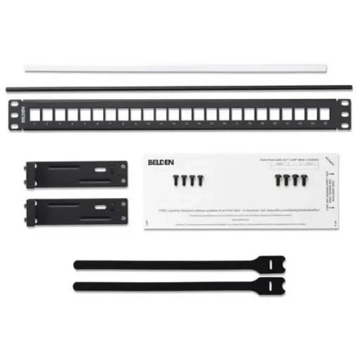Belden KeyConnect Series Cat5e, Cat6 24 Port Keystone Patch Panel 1U Black - AX103114 product image