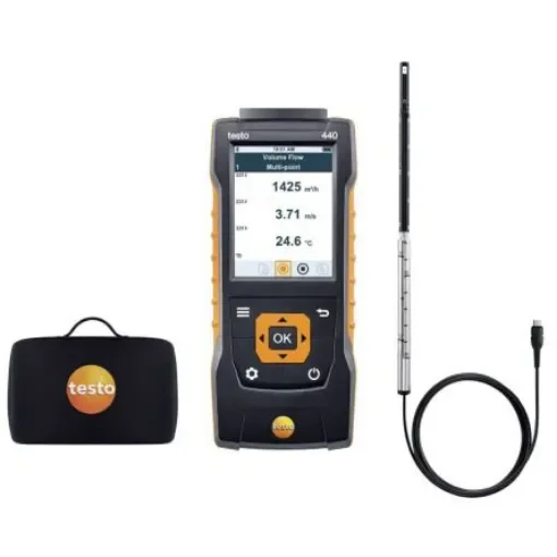 Testo 440 Hot Wire Kit Hot Wire, NTC, TC Anemometer, 30m/s Max, Measures Air Velocity, Temperature, Volume Flow - 0563 4400 product image
