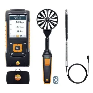 Testo 440 Air Flow ComboKit 2 with Bluetooth NTC, TC, Vane Anemometer, 50m/s Max, Measures Air Velocity, Temperature, - 0563 4407 product image