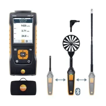 Testo 440 dP Air Flow ComboKit 2 with Bluetooth NTC, TC, Vane Anemometer, 50m/s Max, Measures Air Velocity, - 0563 4410 product image