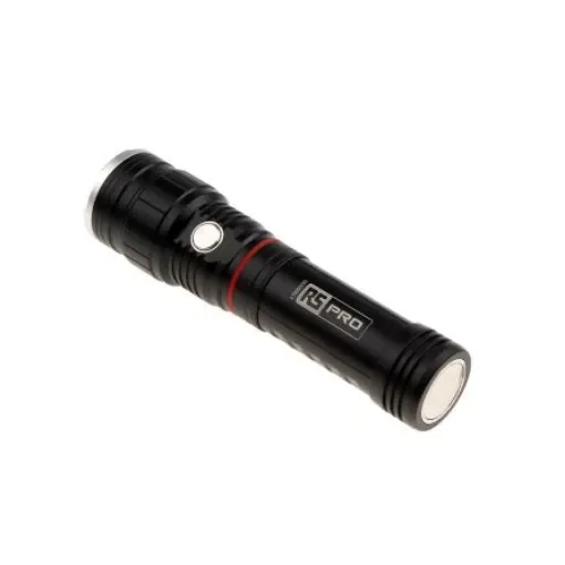 RS PRO LED Torch Black - Rechargeable 550 lm, 175 mm - 1766030 product image