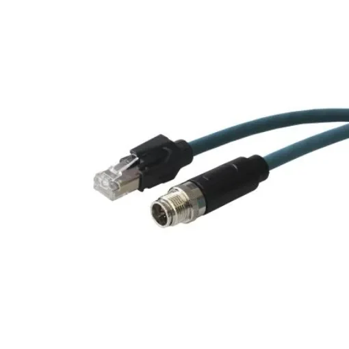 BulginPXP, 1m Cat6a, Blue M12 to Male RJ45 Male Unshielded, Terminated PUR Sheath - PXPTPU12FIM08XRJ010PU product image