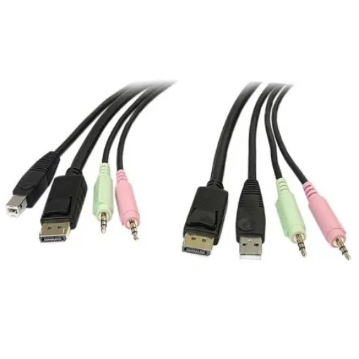 StarTech.com Male 3.5mm Stereo Jack x 2; DisplayPort; USB A to Male 3.5mm Stereo Jack x 2; DisplayPort; USB B KVM Cable - DP4N1USB6 product image