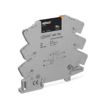 WAGO 857 Series Solid State Relay, 3 A Load, DIN Rail Mount, 24 V dc Load, 31.2 V dc Control - 857-724 product image