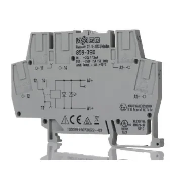 WAGO 859 Series Interface Relay, DIN Rail Mount, 24V dc Coil, SPDT, 5A Load - 859-390 product image