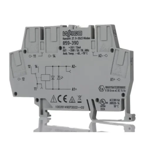 WAGO 859 Series Interface Relay, DIN Rail Mount, 24V dc Coil, SPDT, 5A Load - 859-390 product image