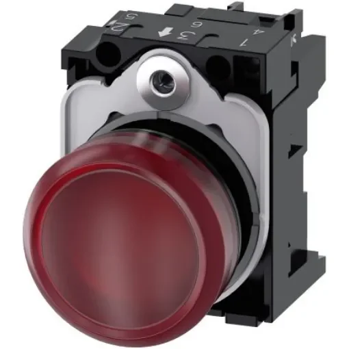 Siemens, SIRIUS ACT 3SU11, Panel Mount Red LED Indicator, 22mm Cutout, Round, 110V ac - 3SU1103-6AA20-1AA0 product image