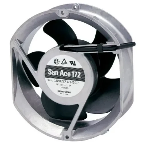 Sanyo Denki 109E Series Axial Fan, 24 V dc, DC Operation, 509.7m³/h, 31.2W, 1.3A Max, 172 x 150 x 51mm - 109E5724K502 product image