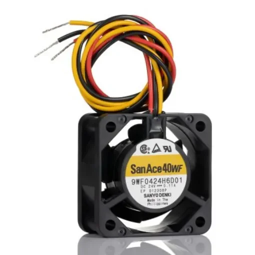 Sanyo Denki 9WF Series Axial Fan, 24 V dc, DC Operation, 15.6m³/h, 2.64W, 110mA Max, 40 x 40 x 20mm - 9WF0424H6D01 product image