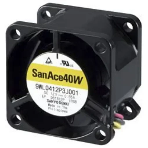 Sanyo Denki 9WL Series Axial Fan, 24 V dc, DC Operation, 33.5m³/h, 4.8W, 200mA Max, IP68, 40 x 40 x 28mm - 9WL0424P3G001 product image