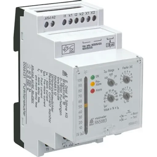 Dold Residual Current Monitoring Relay, 2 Phase, DPDT, DIN Rail - RN5883.12/61  AC/DC24-80V 10-3000mA 0-10s product image