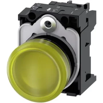 Siemens, SIRIUS ACT 3SU11, Panel Mount Yellow LED Indicator, 22mm Cutout, Round, 110V ac - 3SU1103-6AA30-1AA0 product image