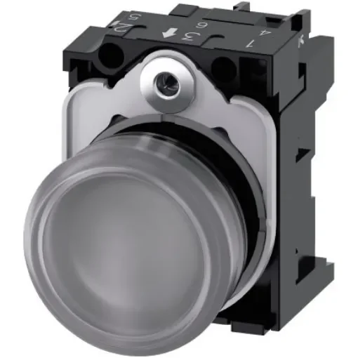 Siemens, SIRIUS ACT 3SU11, Panel Mount Clear LED Indicator, 22mm Cutout, Round, 110V ac - 3SU1103-6AA70-1AA0 product image