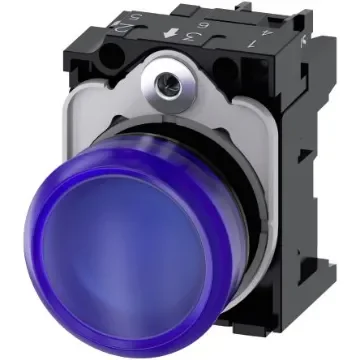 Siemens, SIRIUS ACT 3SU11, Panel Mount Blue LED Indicator, 22mm Cutout, Round, 230V ac - 3SU1106-6AA50-1AA0 product image