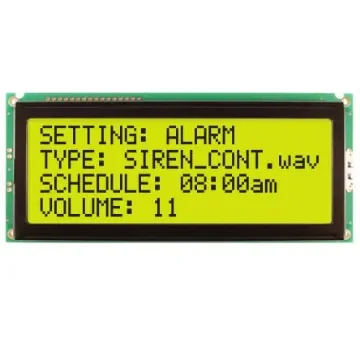 NEWHAVEN DISPLAY INTERNATIONAL NHD-0420E2Z-FL-GBW Alphanumeric LCD Alphanumeric Display, Yellow-Green on Grey, 4 Rows product image
