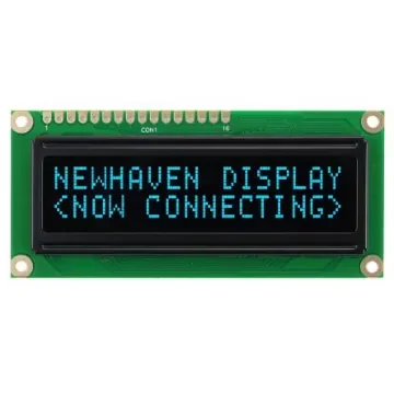 NEWHAVEN DISPLAY INTERNATIONAL NHD-0216KZW-AB5 Alphanumeric LCD Display, Blue on Black, 2 Rows by 16 Characters product image