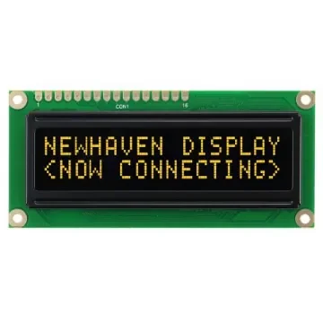 NEWHAVEN DISPLAY INTERNATIONAL NHD-0216KZW-AY5 Alphanumeric LCD Display, Yellow on Black, 2 Rows by 16 Characters product image