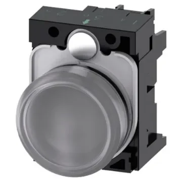 Siemens, SIRIUS ACT 3SU11, Panel Mount Clear LED Pilot Light Complete, 22mm Cutout, Round, 230V ac - 3SU1106-6AA70-1AA0 product image