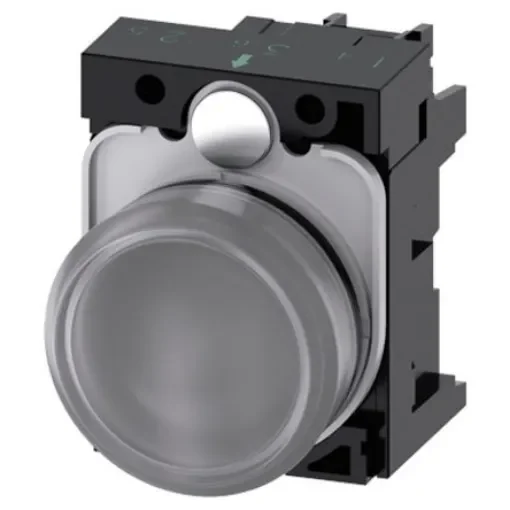 Siemens, SIRIUS ACT 3SU11, Panel Mount Clear LED Pilot Light Complete, 22mm Cutout, Round, 230V ac - 3SU1106-6AA70-1AA0 product image