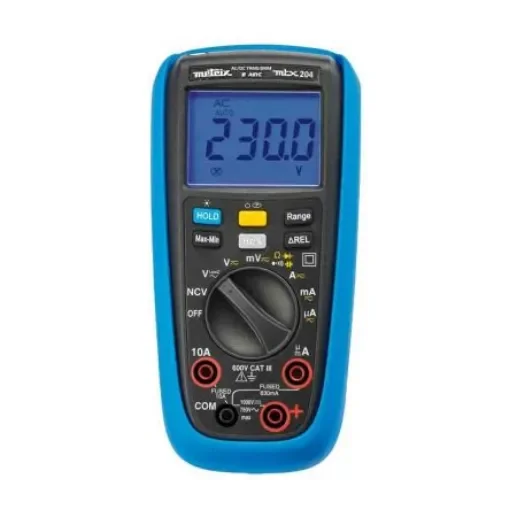 Metrix MTX204 Handheld Digital Multimeter, True RMS, 10A ac Max, 10A dc Max, 1000V ac Max - MTX204-Z product image