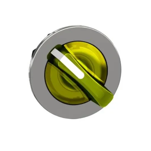 Schneider Electric ZB4 Series 2 Position Selector Switch Head, 30mm Cutout, Yellow Handle - ZB4FK1483 product image