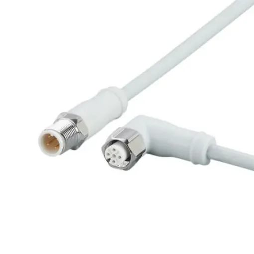 ifm electronic Straight Male 4 way M12 to Right Angle Female 5 way M12 Communication Cable, 20m - EVF503 product image