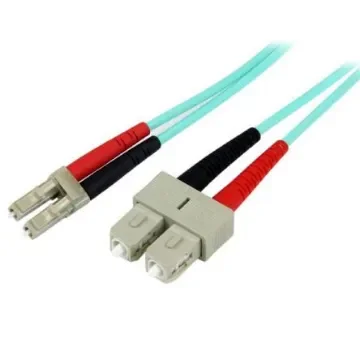 StarTech.com LC to SC Duplex Multi Mode OM3 Fibre Optic Cable, 50/125µm, Aqua, 2m - A50FBLCSC2 product image