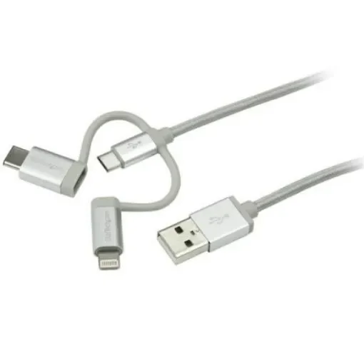 StarTech.com USB 2.0, Male USB A to Male Lightning, Micro USB B, USB C, 480Mbps, 1m - LTCUB1MGR product image