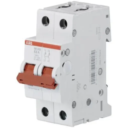 ABB 2P Pole DIN Rail Isolator Switch - 63A Maximum Current, IP20 - 2CDD282101R0063 product image