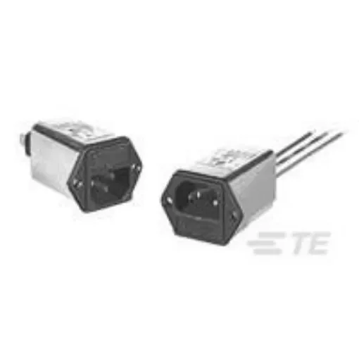 TE Connectivity 6A, 250 V ac Flange Mount IEC Inlet Filter 6EHG1-2, Faston product image