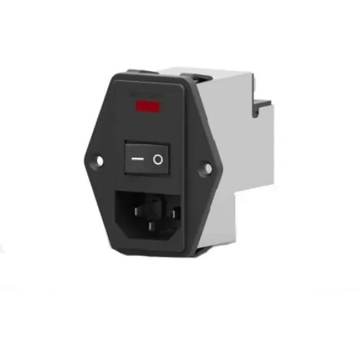 TE Connectivity 6A, 115 V ac, 230 V ac Flange Mount IEC Inlet Filter PE0S0DS6B, Faston product image
