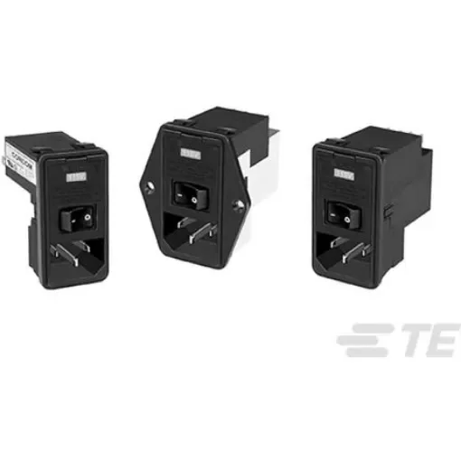 TE Connectivity 10A, 250 V ac Male Flange Mount IEC Inlet Filter PE0S0DLXC product image