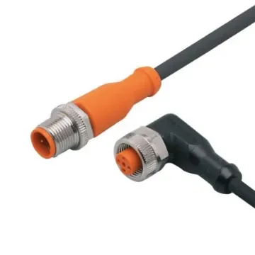 ifm electronic Straight Male 4 way M12 to Right Angle Female 5 way M12 Communication Cable, 2m - EVC392 product image