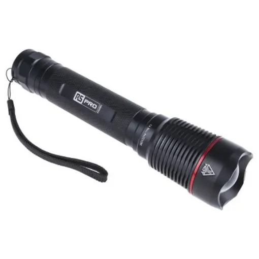 RS PRO LED Torch Black 2600 lm, 240 mm - 1864624 product image
