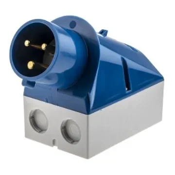 MENNEKES IP44 Blue Wall Mount 3P 25 ° Industrial Power Plug, Rated At 32A, 230 V - 344 product image