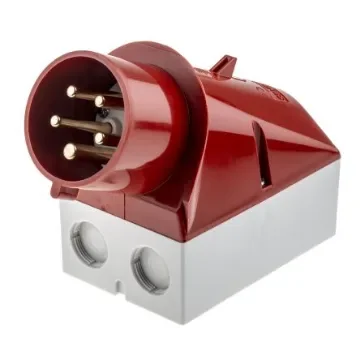 MENNEKES IP44 Red Wall Mount 3P + N + E 25 ° Industrial Power Plug, Rated At 32A, 400 V - 354 product image
