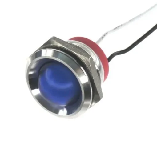 CML Innovative Technologies PL22SL Series Blue Panel LED, 110V, 22mm Mounting Hole Size, Lead Wires Termination, IP67 - PL22SL155 product image